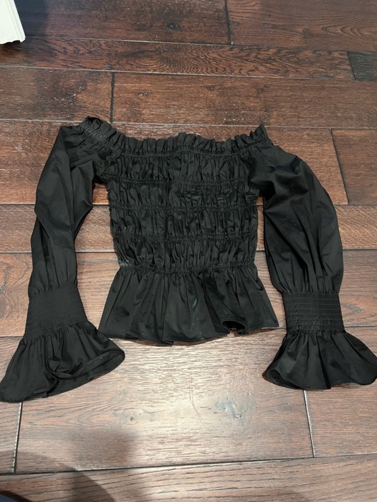 House of Harlow 1960 Tops - House of Harlow -Smocked Off-Shoulder Black Peplum Top